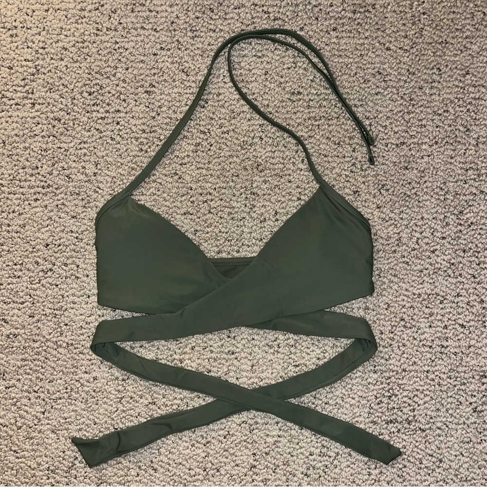 Green wrap around bikini top